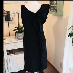 Emma & Michele Black Ruffly Rosette Little Black Dress